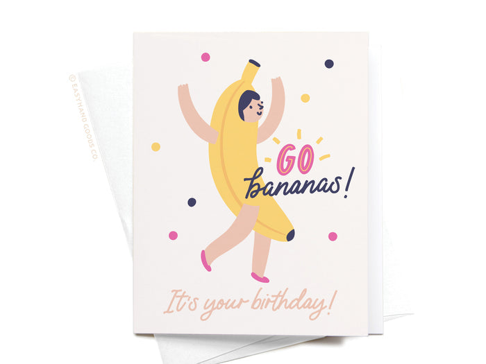 Happy Birthday Banana Suit Girl Greeting Card - Onderkast Studio