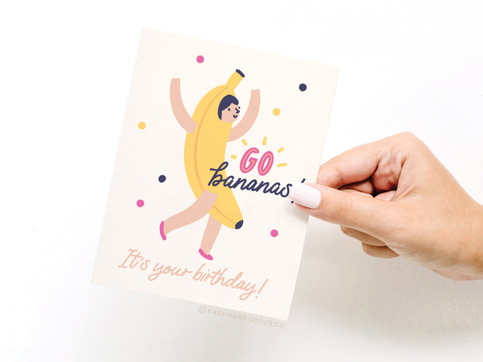 Happy Birthday Banana Suit Girl Greeting Card - Onderkast Studio