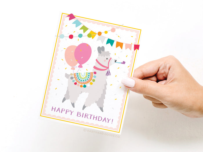 Happy Birthday Llama Greeting Card - Onderkast Studio