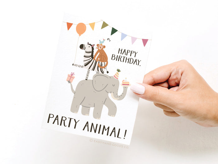 Happy Birthday Party Animal Greeting Card - Onderkast Studio