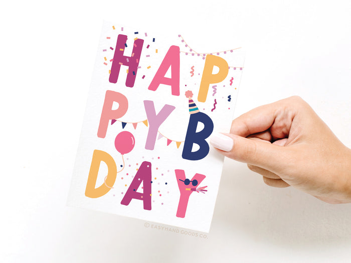 Happy Birthday Party Decorations Greeting Card