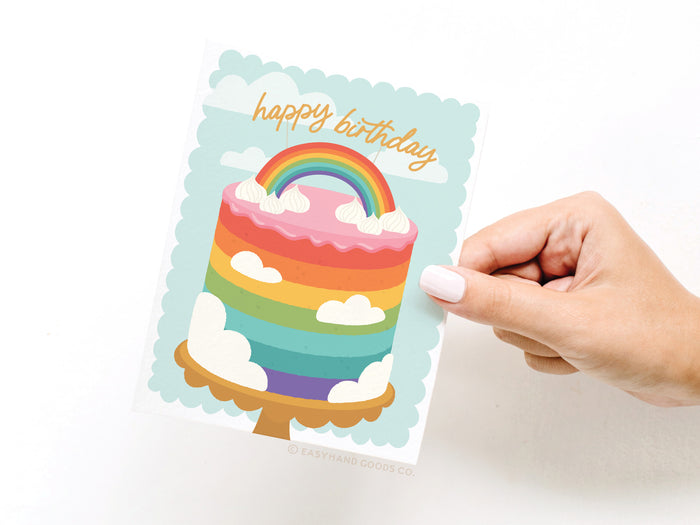 Happy Birthday Rainbow Cake Greeting Card - Onderkast Studio