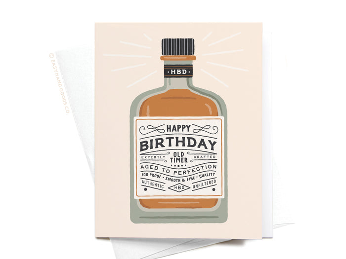 Happy Birthday Whiskey Bottle Greeting Card - Onderkast Studio