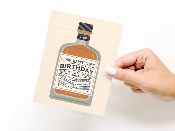 Happy Birthday Whiskey Bottle Greeting Card - Onderkast Studio