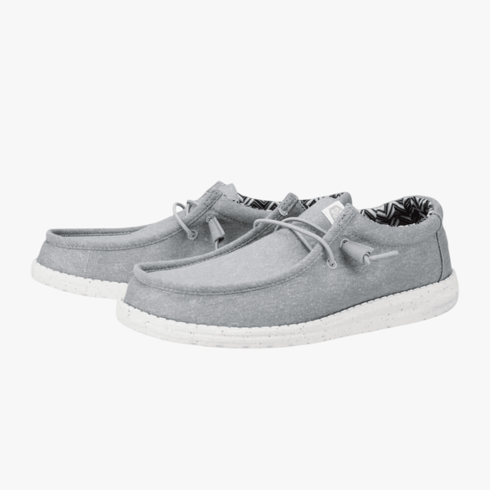Hey Dude Mens Wally Stretch Canvas 007 Light Grey | Hey Dude