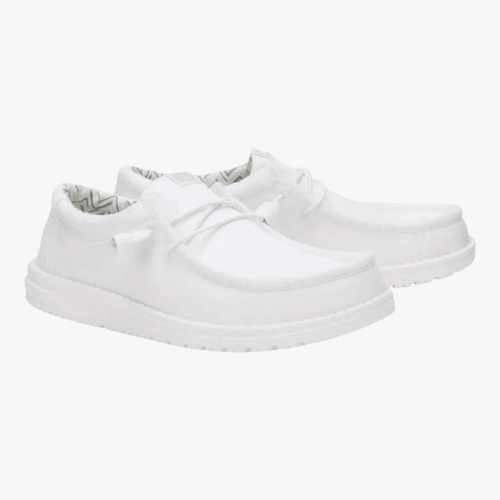 Hey Dude Mens Wally Stretch Canvas White White | Hey Dude