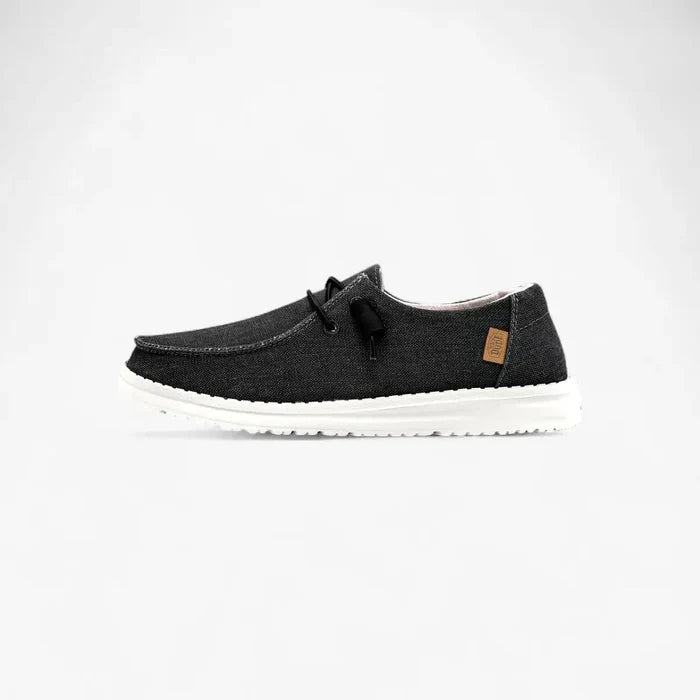 Hey Dude Womens Wendy Chambray Shoe Off Black | Hey Dude