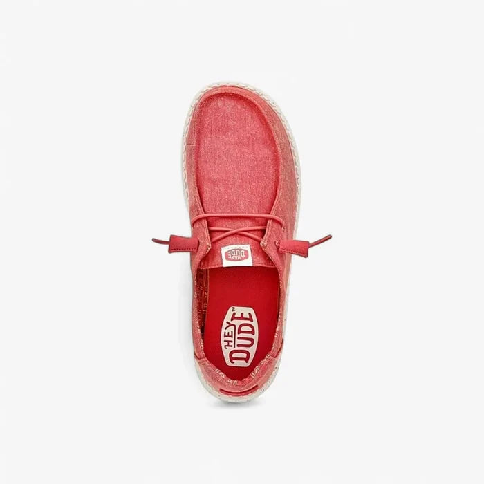 Hey Dude Womens Wendy Stretch Canvas Washed Red | Hey Dude