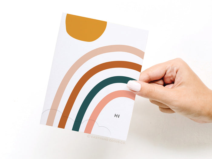 Hi Rainbow Letterpress Greeting Card
