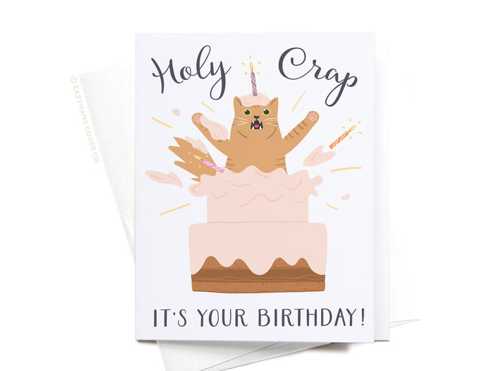 Holy Crap It’s Your Birthday Cat Greeting Card - Onderkast Studio