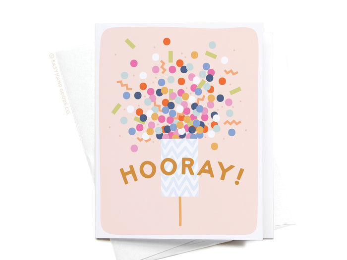 Hooray Confetti Popper Greeting Card - Onderkast Studio