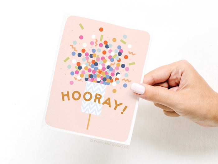 Hooray Confetti Popper Greeting Card - Onderkast Studio
