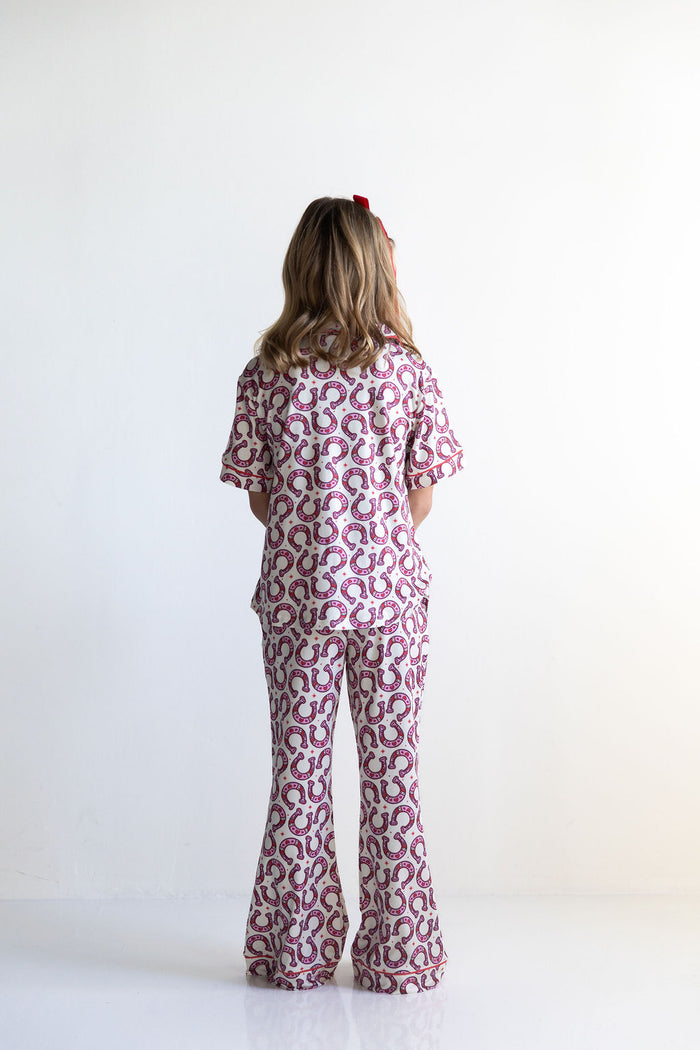 HORSESHOES | GIRLS' BUTTON UP SHORT SLEEVE SET