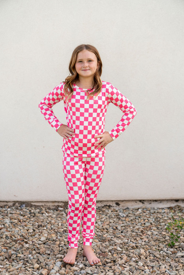 HOT PINK + WHITE CHECKER | LONG SLEEVE