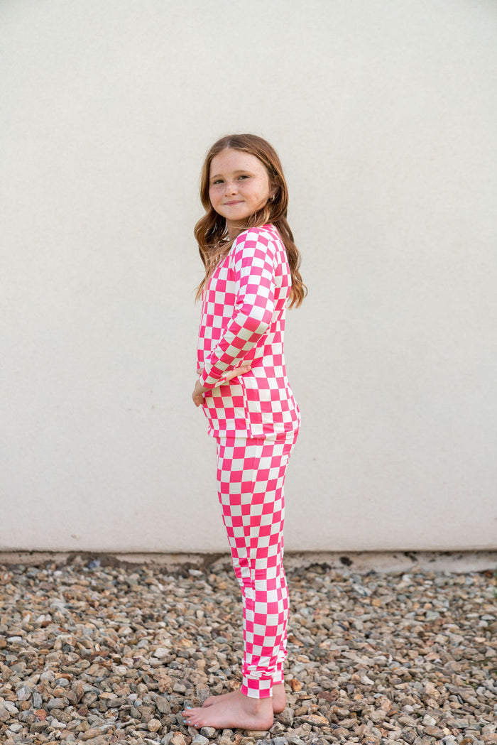 HOT PINK + WHITE CHECKER | LONG SLEEVE