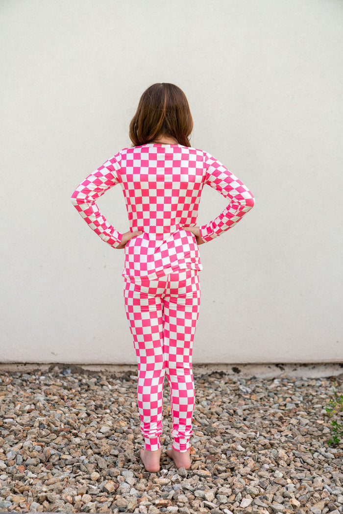 HOT PINK + WHITE CHECKER | LONG SLEEVE