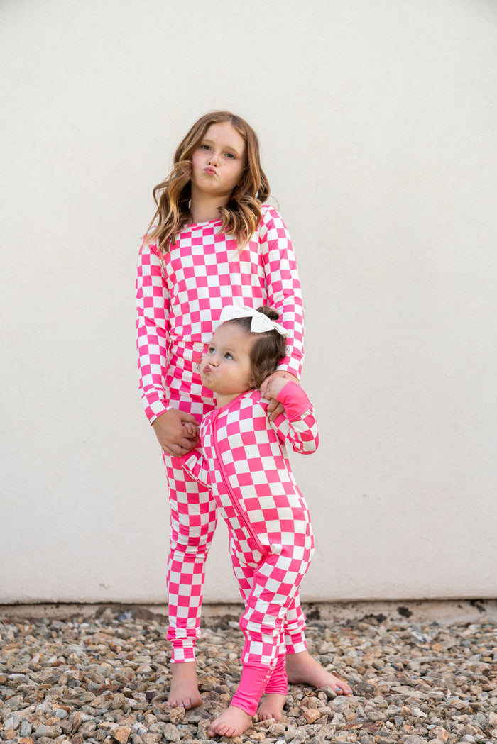 HOT PINK + WHITE CHECKER | LONG SLEEVE