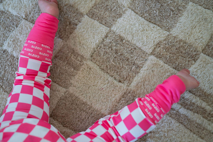 HOT PINK + WHITE CHECKER | ZIPPER ONE PIECE