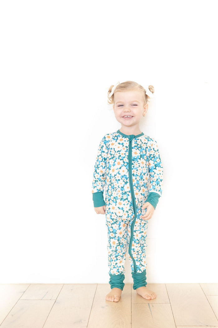 HUNTER GREEN DAISY | ZIPPER ONE PIECE