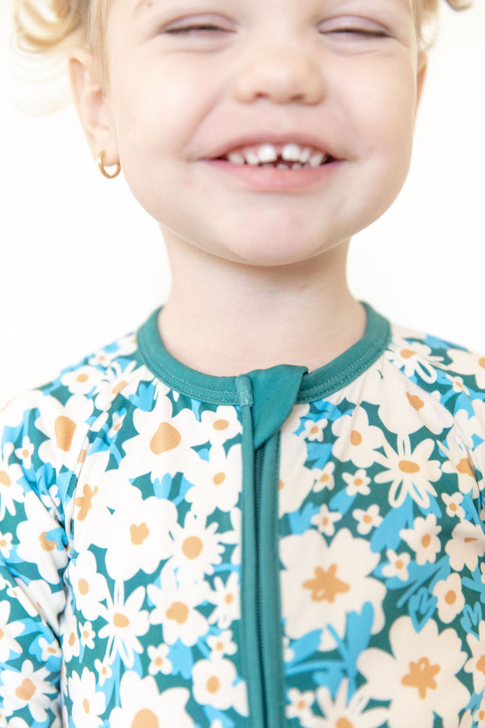 HUNTER GREEN DAISY | ZIPPER ONE PIECE