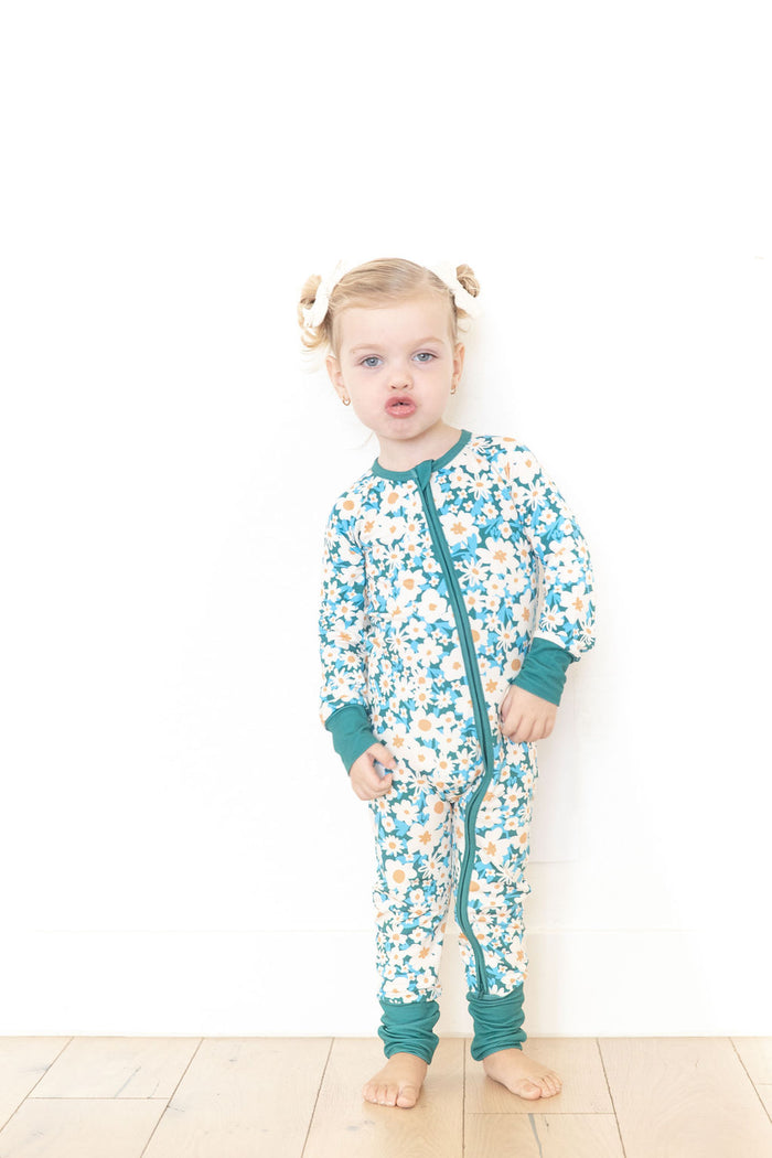 HUNTER GREEN DAISY | ZIPPER ONE PIECE