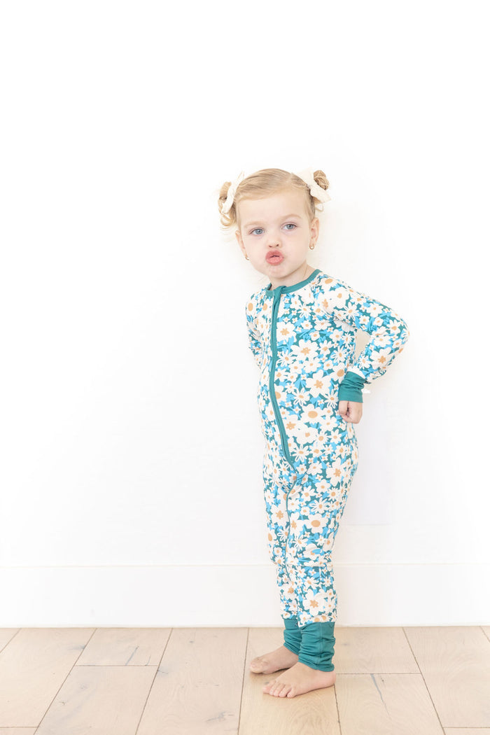 HUNTER GREEN DAISY | ZIPPER ONE PIECE