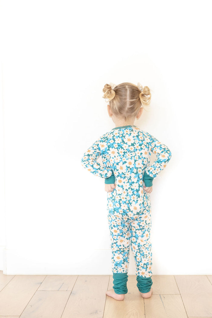 HUNTER GREEN DAISY | ZIPPER ONE PIECE
