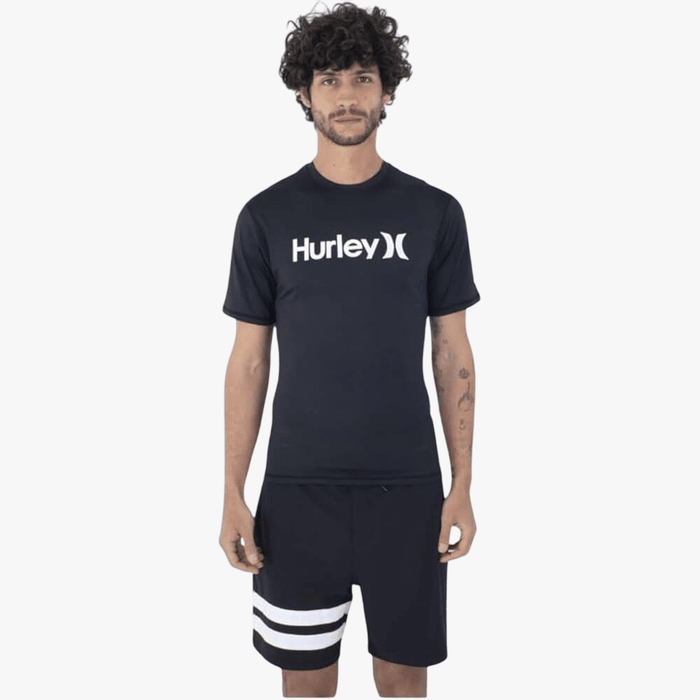 Hurley Mens Oao Quickdry Rashgurd Short Sleeve Black | Hurley