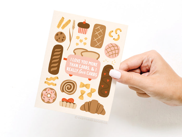 I Love You More Than Carbs Greeting Card - Onderkast Studio