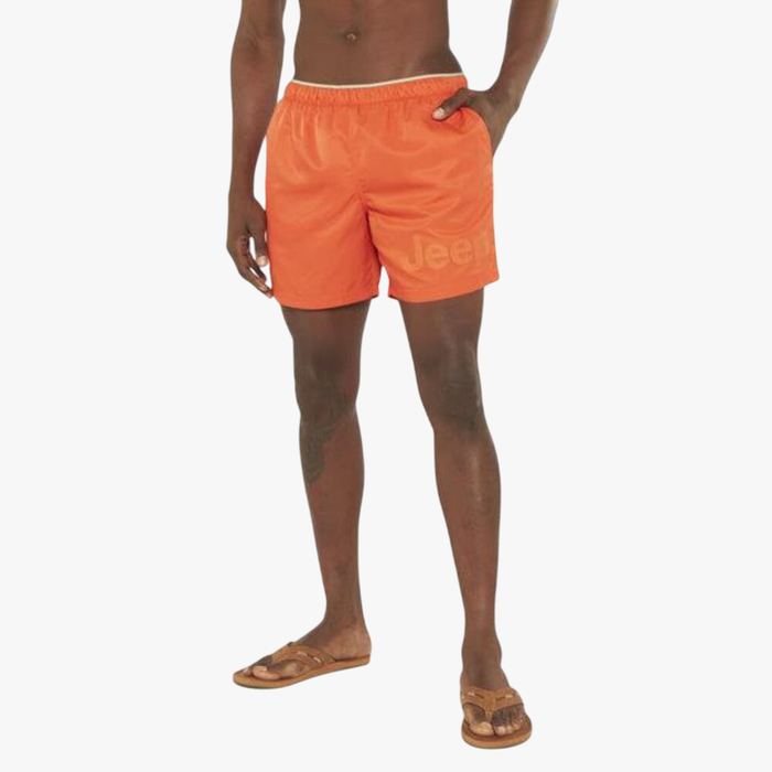 Jeep Mens Elasticated Swim Shorts Red Clay Jeep