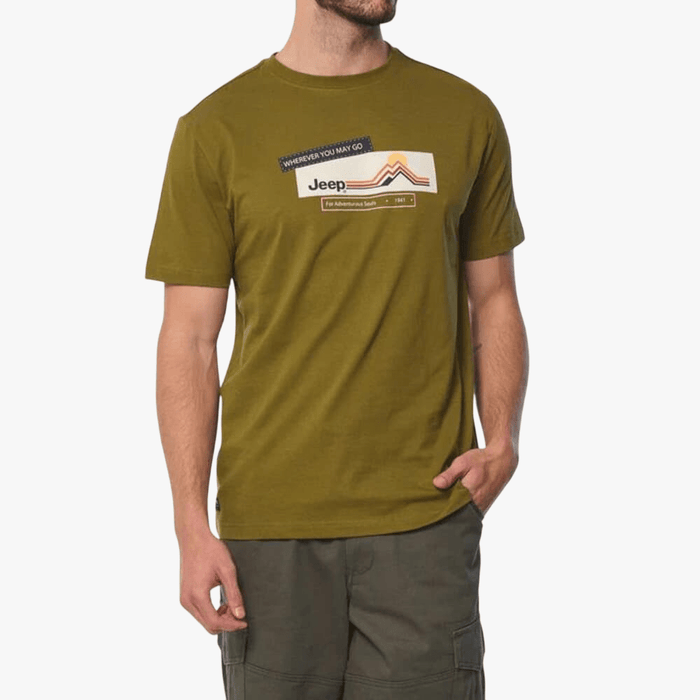 Jeep Mens Fashion Graphic Short Sleeve Tee Olive | Jeep