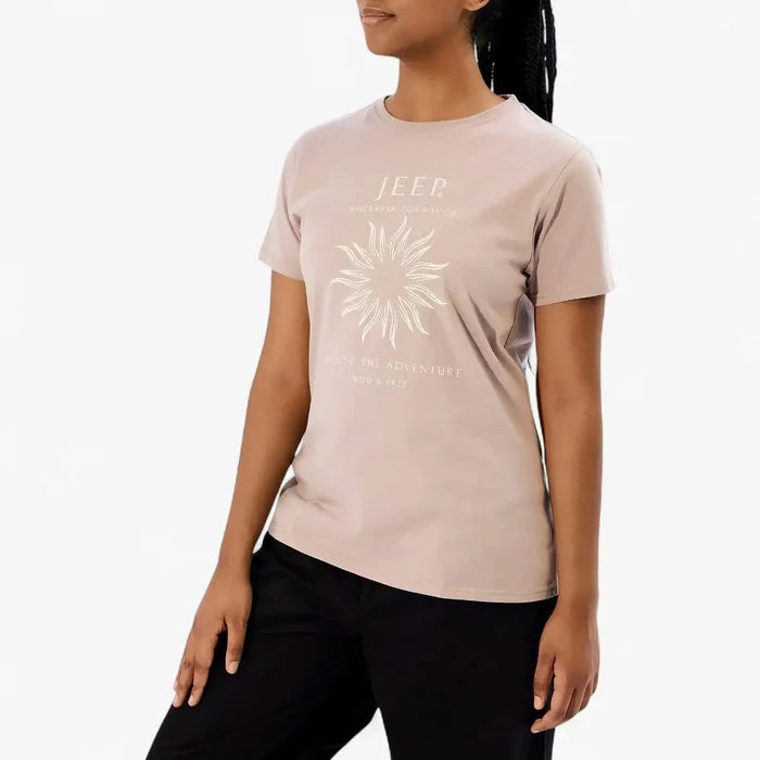 Jeep Womens Rise To The Adventure Slogan Tee Galnut | Jeep