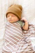 LIGHT MOCHA + WHITE STRIPE | SWADDLE