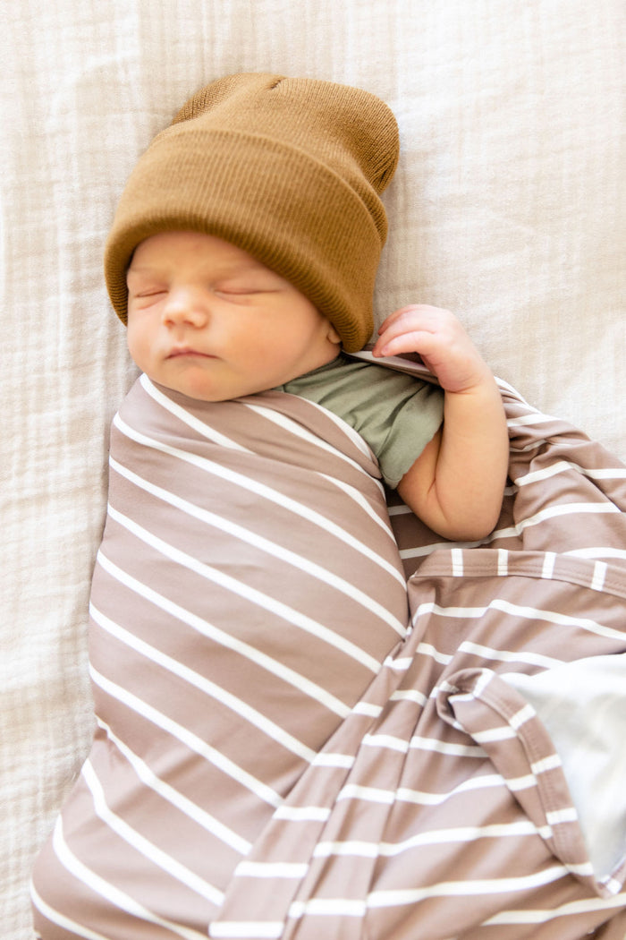 LIGHT MOCHA + WHITE STRIPE | SWADDLE
