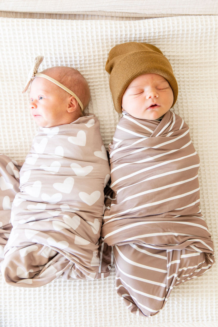 LIGHT MOCHA + WHITE STRIPE | SWADDLE