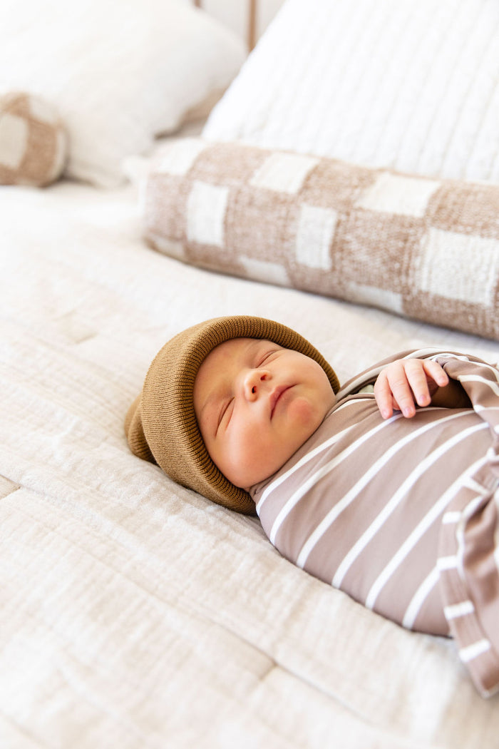 LIGHT MOCHA + WHITE STRIPE | SWADDLE