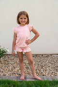 LIGHT PINK + WHITE MINI CHECKER | RUFFLE SHORT SET