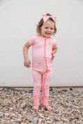 LIGHT PINK + WHITE MINI CHECKER | SHORT SLEEVE ZIPPER ONE PIECE