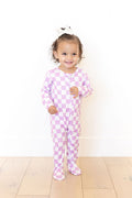 LIGHT PURPLE + WHITE CHECKER | FOOTIE ONE PIECE