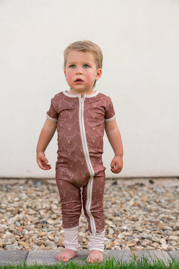 LONGHORNS | SHORT SLEEVE ZIPPER ONE PIECE