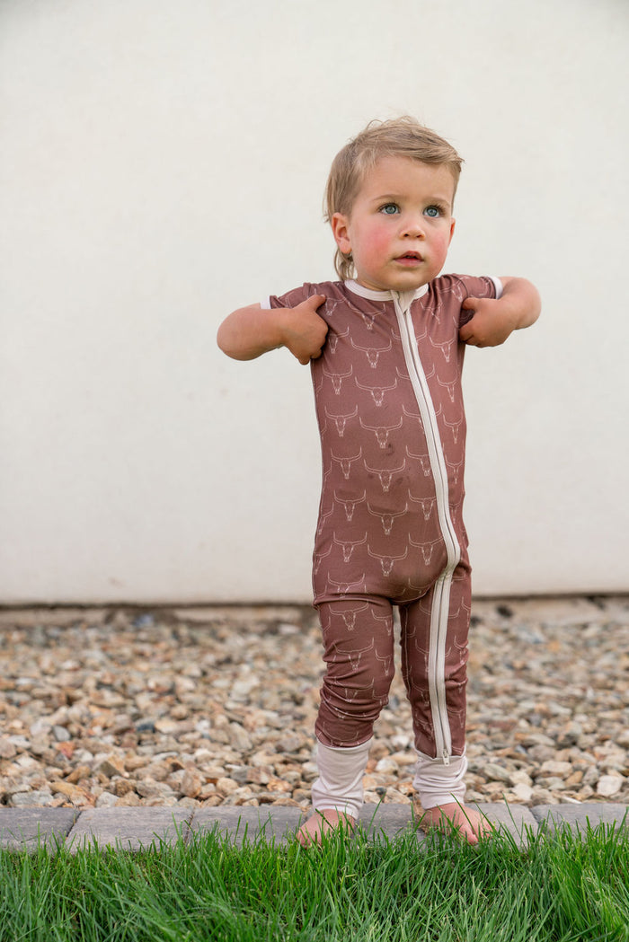LONGHORNS | SHORT SLEEVE ZIPPER ONE PIECE