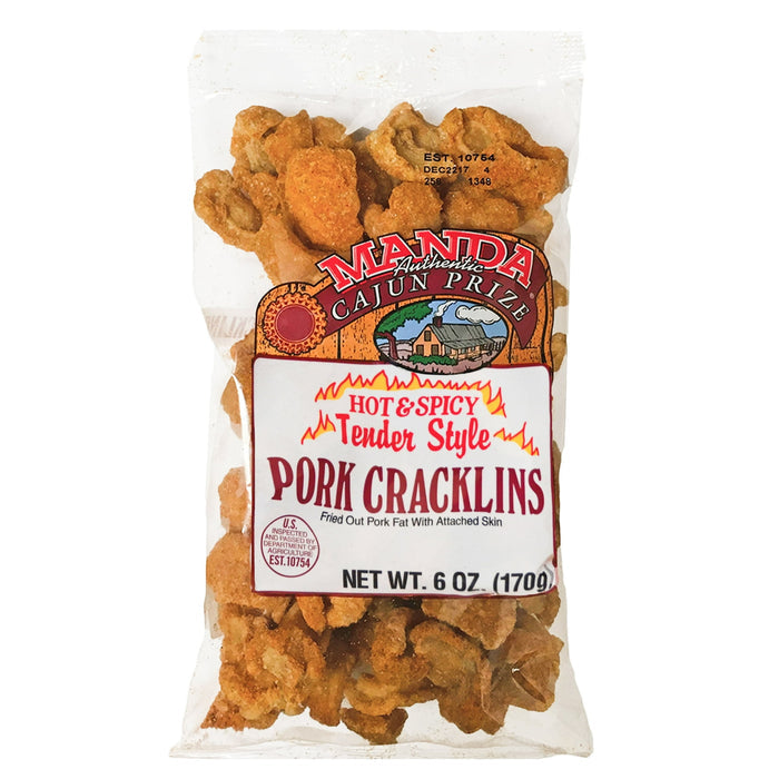 NolaCajun Manda Hot and Spicy Pork Cracklin Louisiana Cajun Hot Pork Cracklins