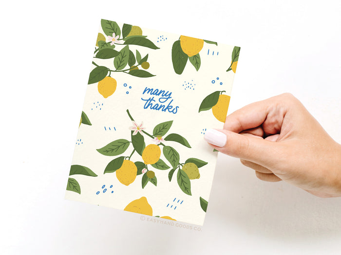 Many Thanks Lemon Pattern Greeting Card - Onderkast Studio