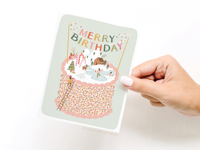 Merry Birthday Cake Greeting Card - Onderkast Studio