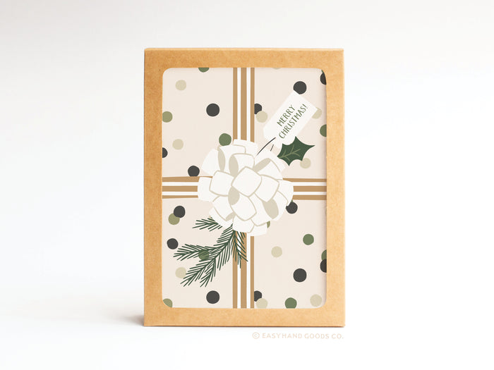 Merry Christmas Gift Wrapping Folded Greeting Note Set