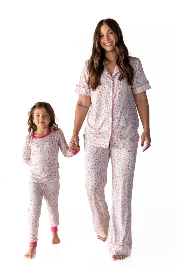 MINI BERRY FLORAL | WOMEN'S BUTTON UP SHORT SLEEVE SET