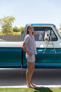 MINI CHECKERED STARS | GIRLS' BUTTON UP SHORT SLEEVE + SHORTS SET