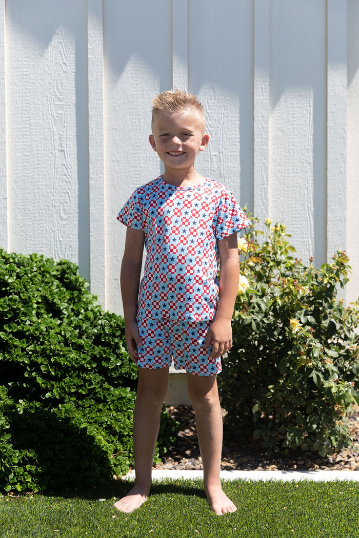 MINI CHECKERED STARS | SHORT SET