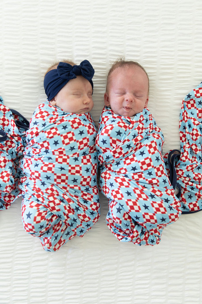 MINI CHECKERED STARS | SWADDLE