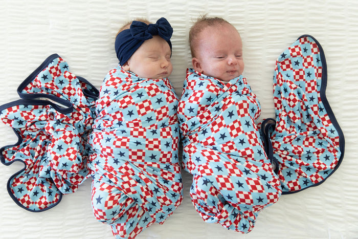 MINI CHECKERED STARS | SWADDLE